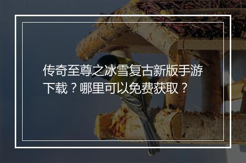 传奇至尊之冰雪复古新版手游下载？哪里可以免费获取？