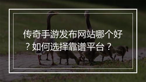 传奇手游发布网站哪个好？如何选择靠谱平台？