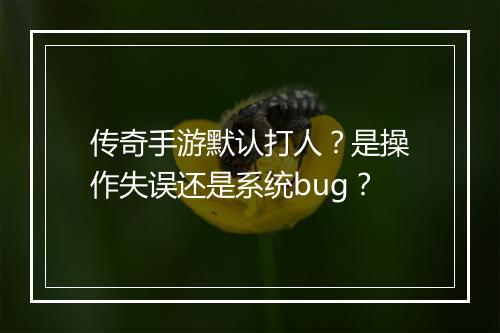 传奇手游默认打人？是操作失误还是系统bug？