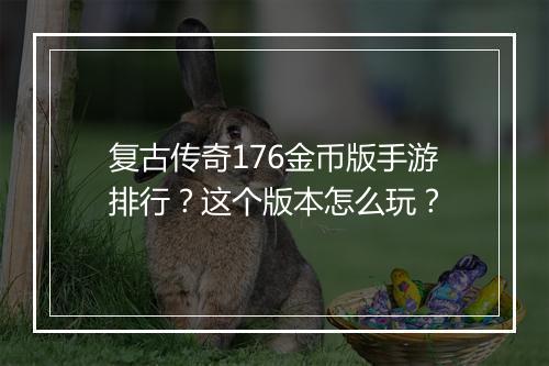 复古传奇176金币版手游排行？这个版本怎么玩？