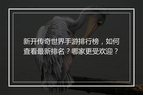 新开传奇世界手游排行榜，如何查看最新排名？哪家更受欢迎？