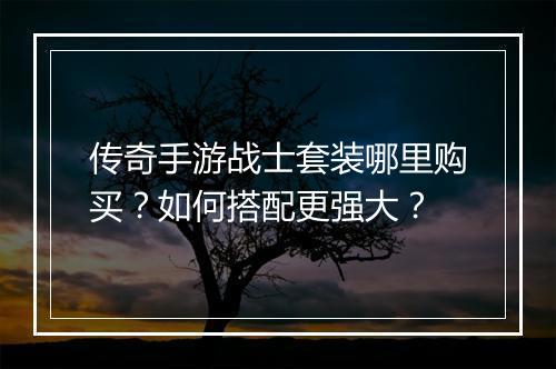 传奇手游战士套装哪里购买？如何搭配更强大？
