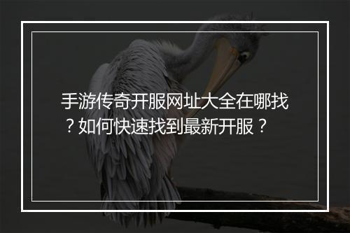 手游传奇开服网址大全在哪找？如何快速找到最新开服？