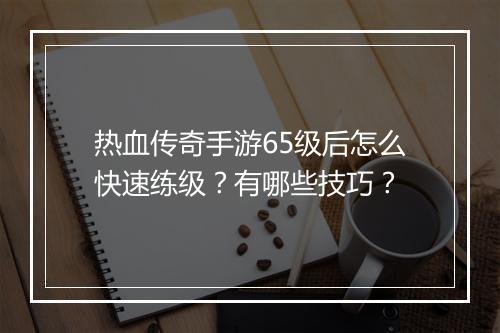 热血传奇手游65级后怎么快速练级？有哪些技巧？