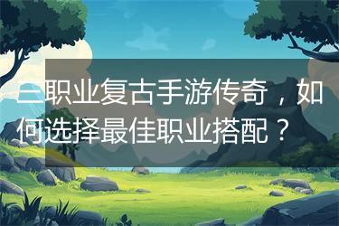 三职业复古手游传奇，如何选择最佳职业搭配？