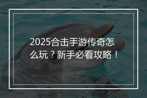 2025合击手游传奇怎么玩？新手必看攻略！