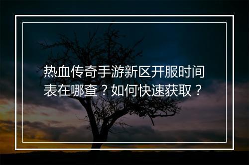热血传奇手游新区开服时间表在哪查？如何快速获取？