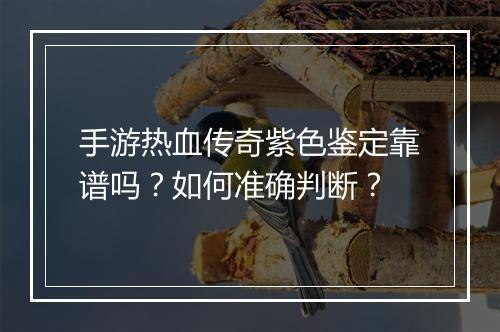 手游热血传奇紫色鉴定靠谱吗？如何准确判断？