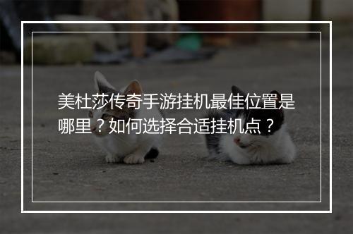 美杜莎传奇手游挂机最佳位置是哪里？如何选择合适挂机点？