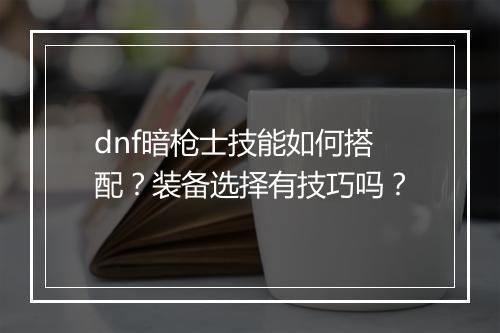 dnf暗枪士技能如何搭配？装备选择有技巧吗？
