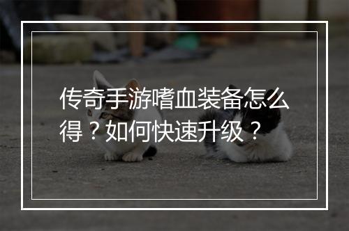 传奇手游嗜血装备怎么得？如何快速升级？