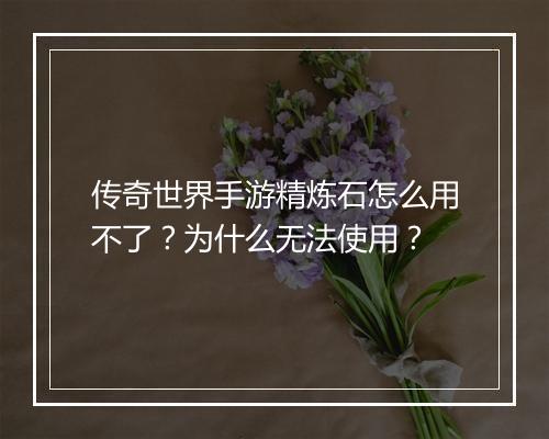 传奇世界手游精炼石怎么用不了？为什么无法使用？