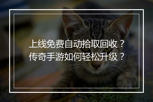 上线免费自动拾取回收？传奇手游如何轻松升级？