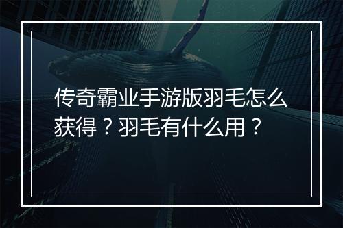 传奇霸业手游版羽毛怎么获得？羽毛有什么用？