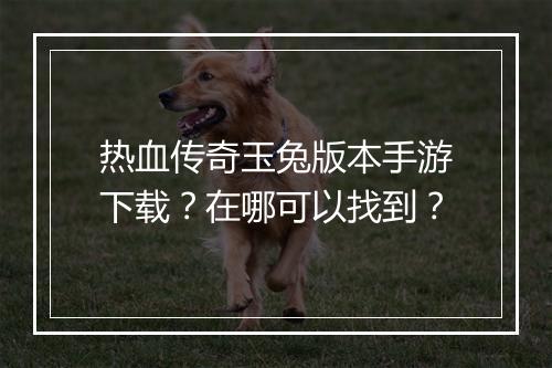 热血传奇玉兔版本手游下载？在哪可以找到？