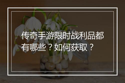 传奇手游限时战利品都有哪些？如何获取？