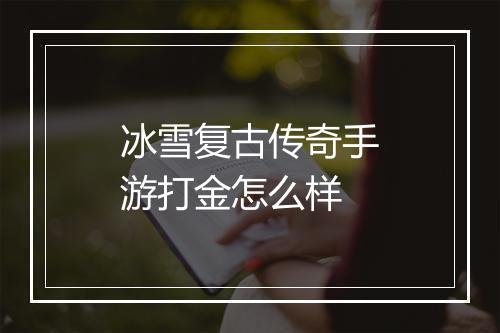 冰雪复古传奇手游打金怎么样