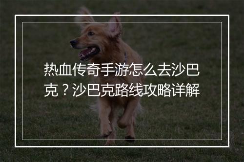 热血传奇手游怎么去沙巴克？沙巴克路线攻略详解
