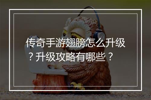 传奇手游翅膀怎么升级？升级攻略有哪些？