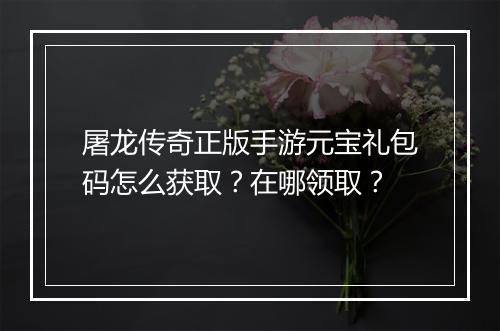 屠龙传奇正版手游元宝礼包码怎么获取？在哪领取？