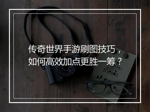 传奇世界手游刷图技巧，如何高效加点更胜一筹？