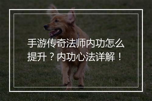 手游传奇法师内功怎么提升？内功心法详解！