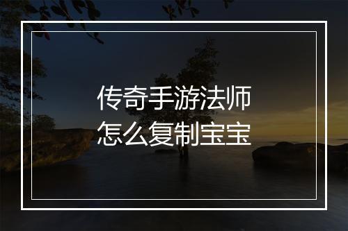 传奇手游法师怎么复制宝宝