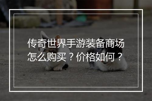 传奇世界手游装备商场怎么购买？价格如何？