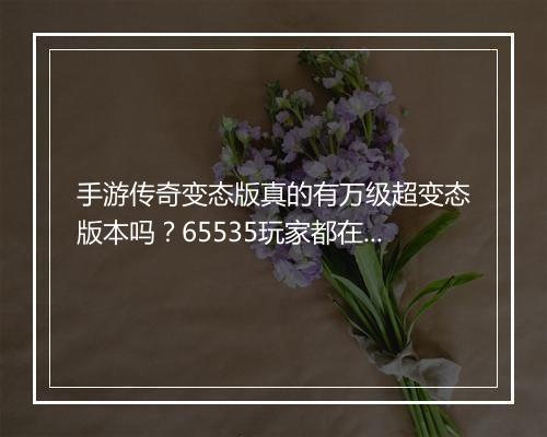 手游传奇变态版真的有万级超变态版本吗？65535玩家都在玩？