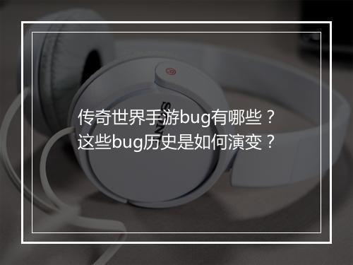 传奇世界手游bug有哪些？这些bug历史是如何演变？