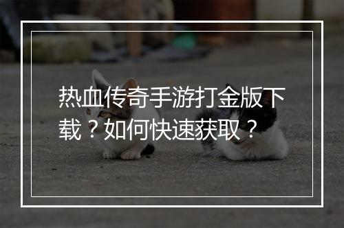 热血传奇手游打金版下载？如何快速获取？