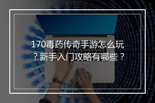 170毒药传奇手游怎么玩？新手入门攻略有哪些？