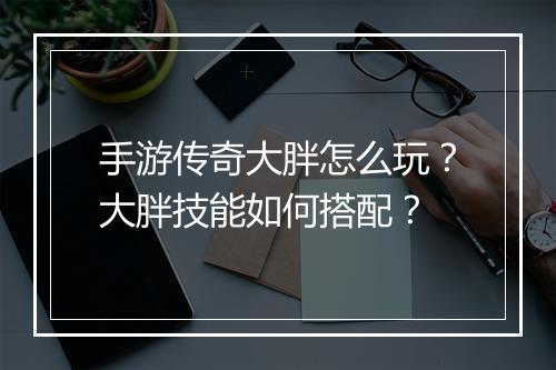 手游传奇大胖怎么玩？大胖技能如何搭配？