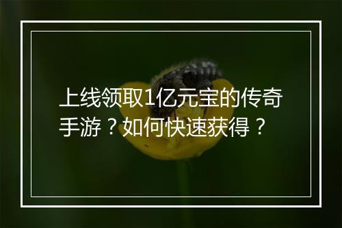上线领取1亿元宝的传奇手游？如何快速获得？