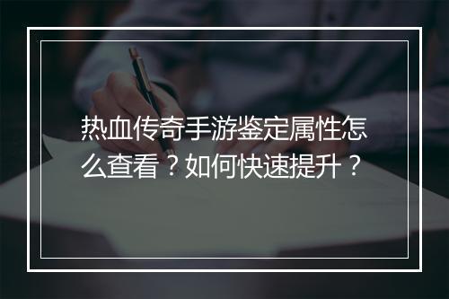 热血传奇手游鉴定属性怎么查看？如何快速提升？