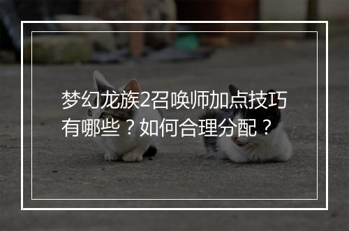 梦幻龙族2召唤师加点技巧有哪些？如何合理分配？