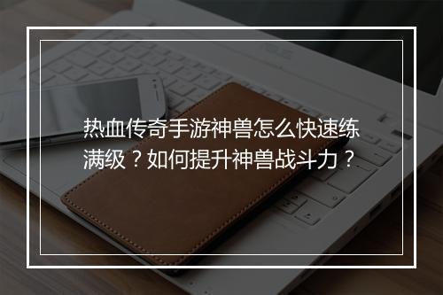 热血传奇手游神兽怎么快速练满级？如何提升神兽战斗力？