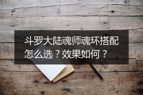 斗罗大陆魂师魂环搭配怎么选？效果如何？