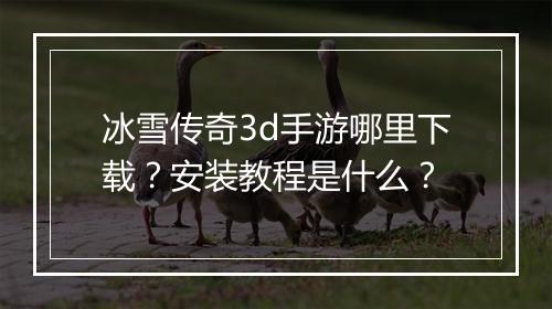 冰雪传奇3d手游哪里下载？安装教程是什么？