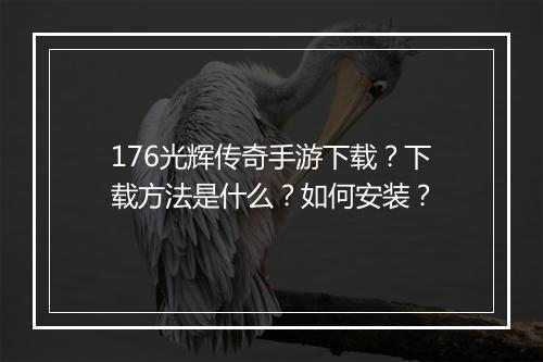 176光辉传奇手游下载？下载方法是什么？如何安装？
