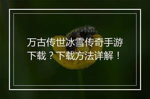 万古传世冰雪传奇手游下载？下载方法详解！