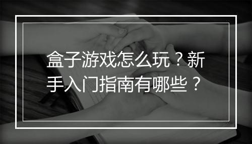盒子游戏怎么玩？新手入门指南有哪些？