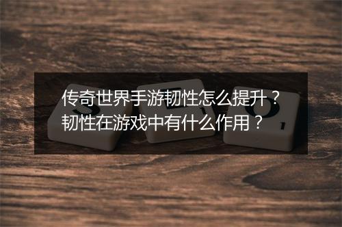 传奇世界手游韧性怎么提升？韧性在游戏中有什么作用？