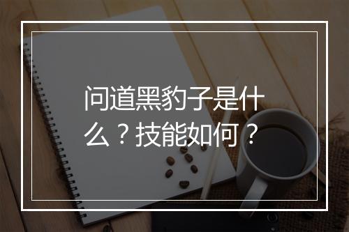 问道黑豹子是什么？技能如何？