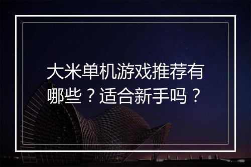大米单机游戏推荐有哪些？适合新手吗？