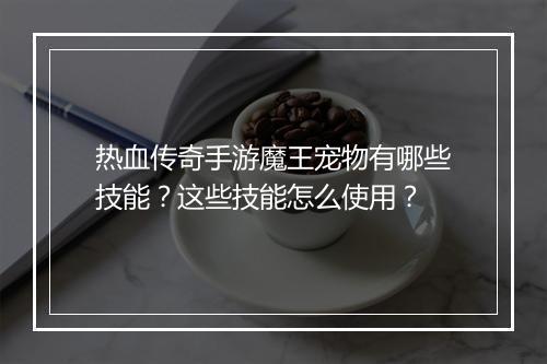 热血传奇手游魔王宠物有哪些技能？这些技能怎么使用？