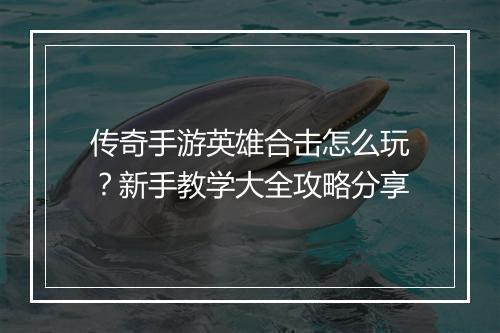 传奇手游英雄合击怎么玩？新手教学大全攻略分享