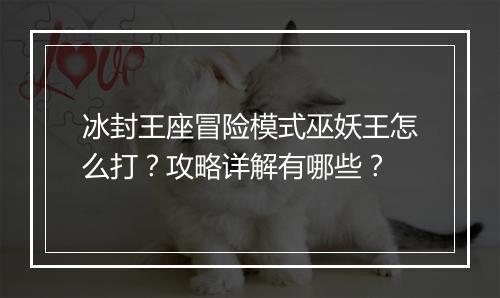 冰封王座冒险模式巫妖王怎么打？攻略详解有哪些？