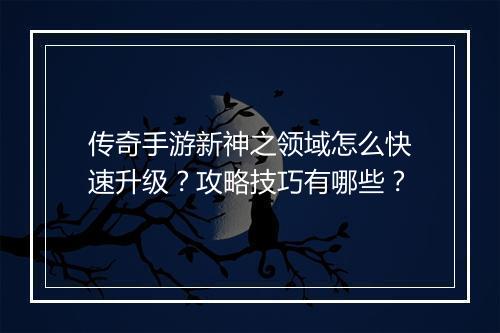 传奇手游新神之领域怎么快速升级？攻略技巧有哪些？