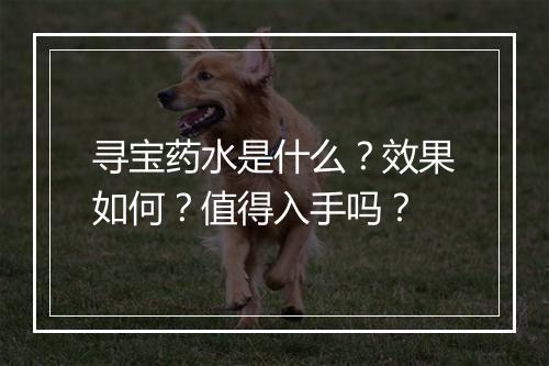 寻宝药水是什么？效果如何？值得入手吗？